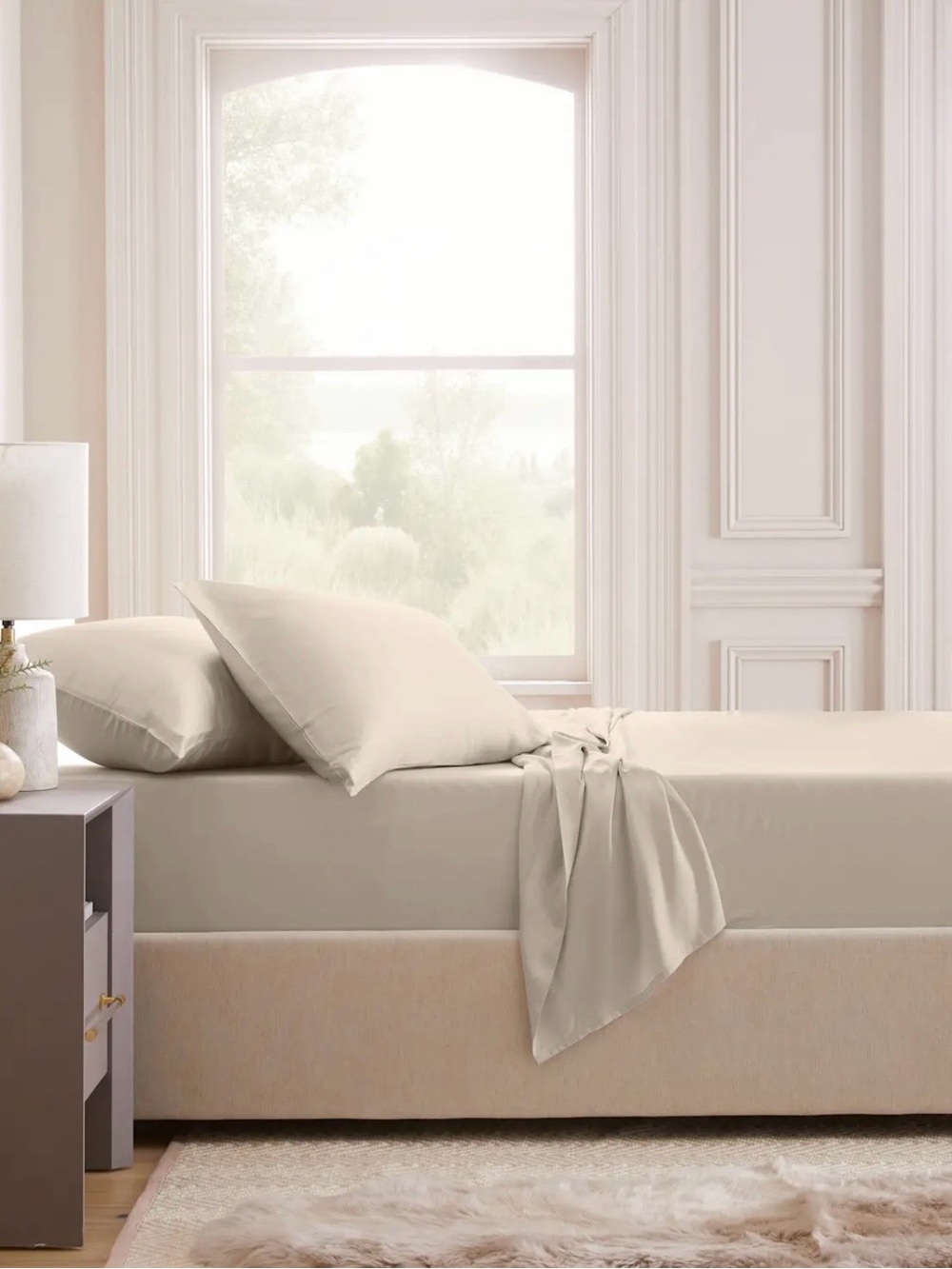 Quince Organic Bamboo Sheet Set Queen  Sand 4 Piece New